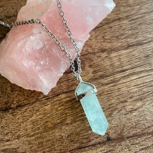 Fluorite Crystal Point Pendant Necklace